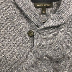 Banana Republic Light Blue Marl Shawl Neck Sweater Size Small 100% Cotton